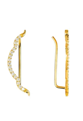 Diamond Bow Ear Climber Gold