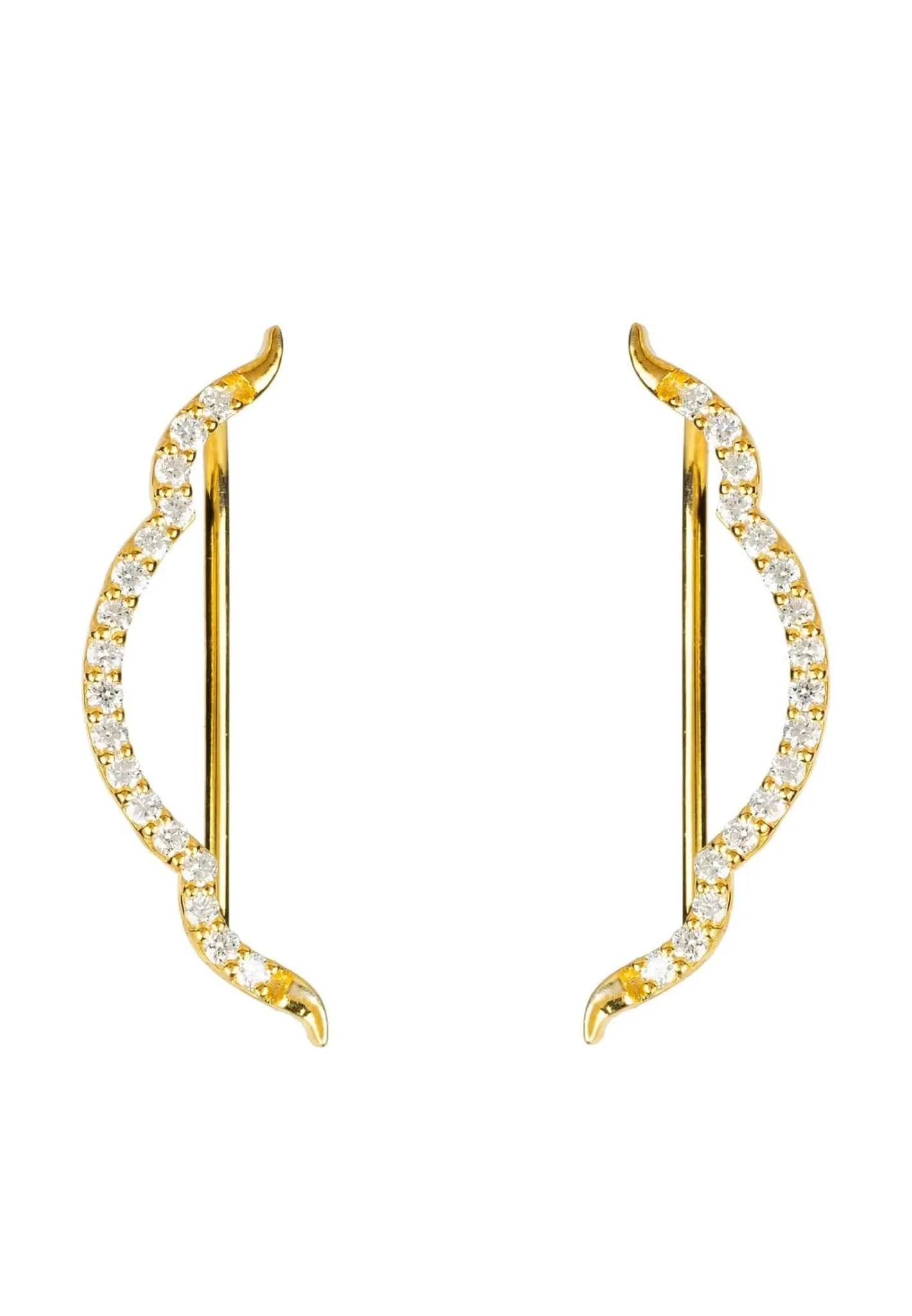 Diamond Bow Ear Climber Gold
