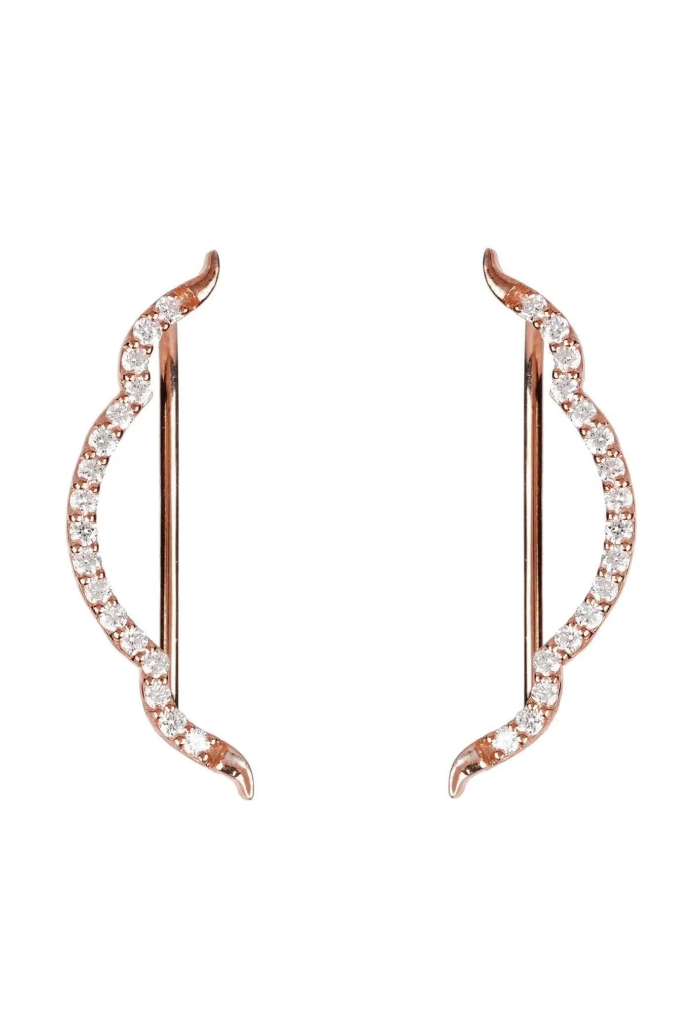 Diamond Bow Ear Climber Rosegold