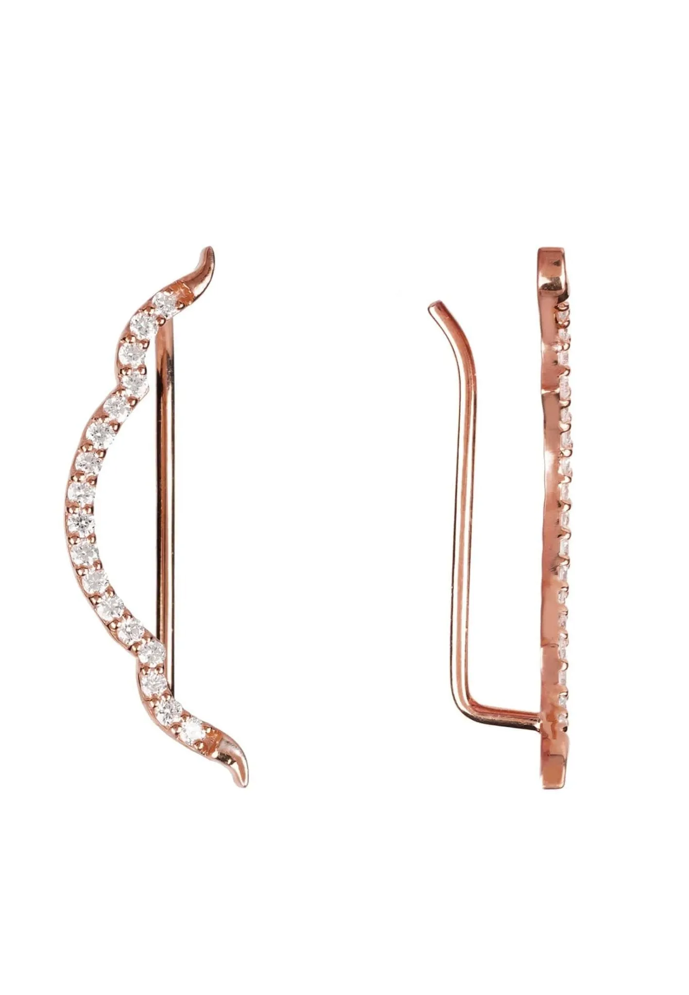 Diamond Bow Ear Climber Rosegold
