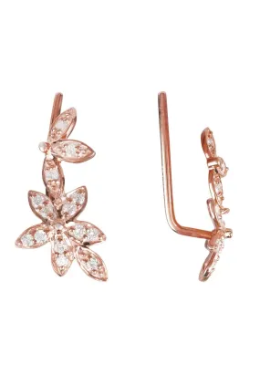 Diamond Flowers Ear Climber Rosegold