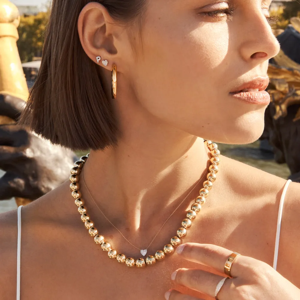 Diamond Micro Pave Heart Stud Earrings in 10k Gold