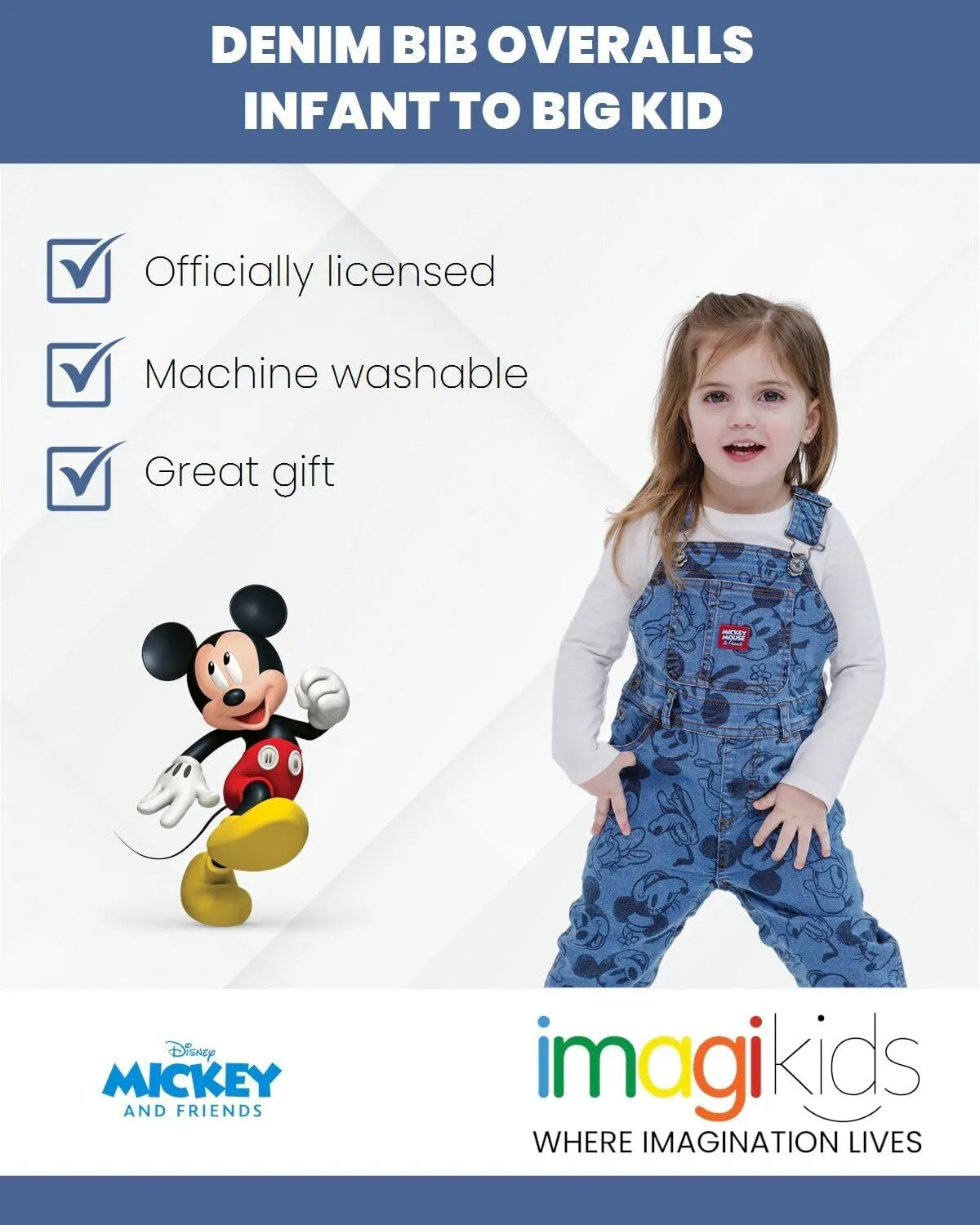 Disney Mickey Mouse Denim Jacket Overalls Shortalls Pants Infant to Big Kid