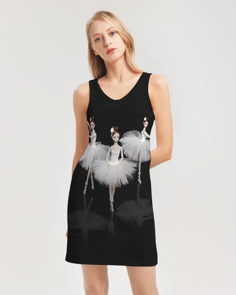 DOLLY ® Ballerina Dolls White Women's Rib Knit V Neck Mini Dress