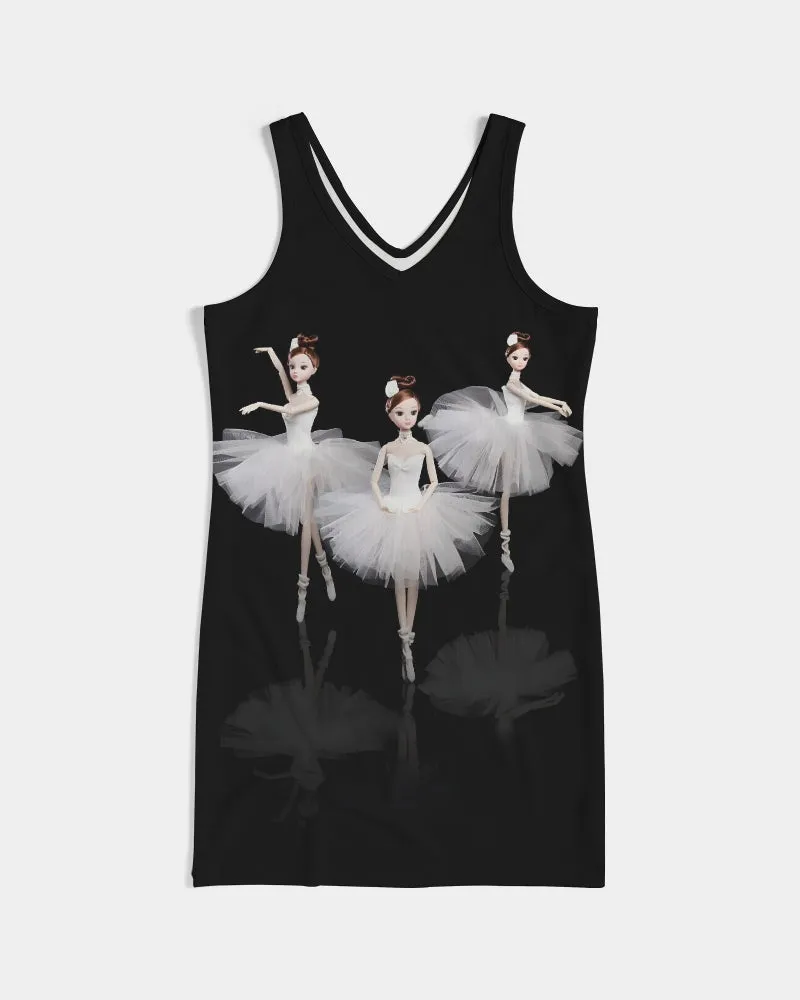 DOLLY ® Ballerina Dolls White Women's Rib Knit V Neck Mini Dress