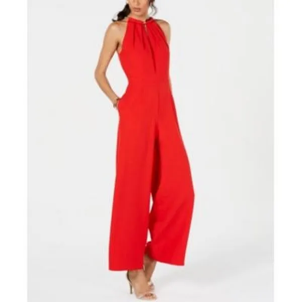 Donna Ricco Sleeveless Hardware-Embellished Jumpsuit
