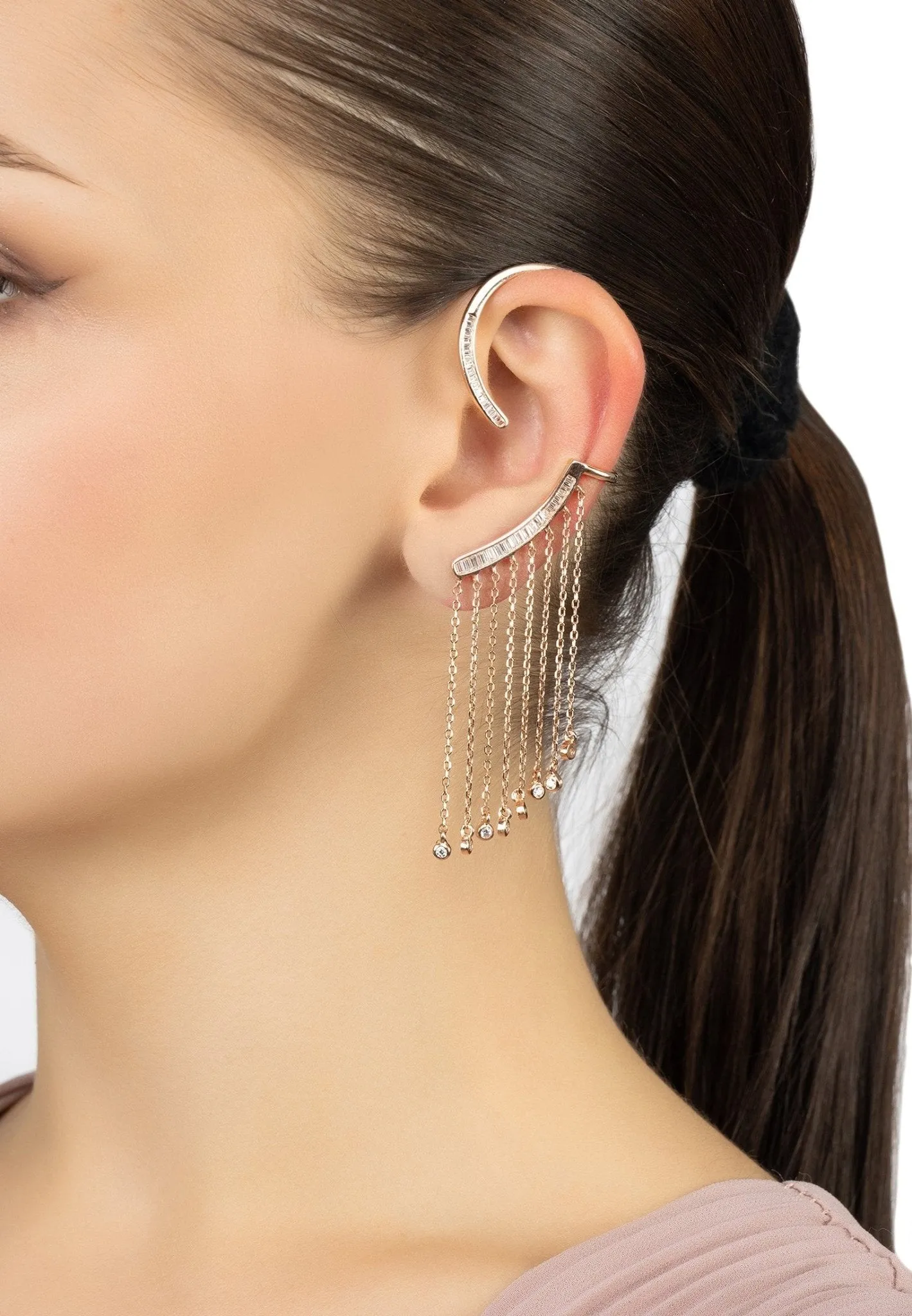 Dubai Tassel Ear Climber Left Silver