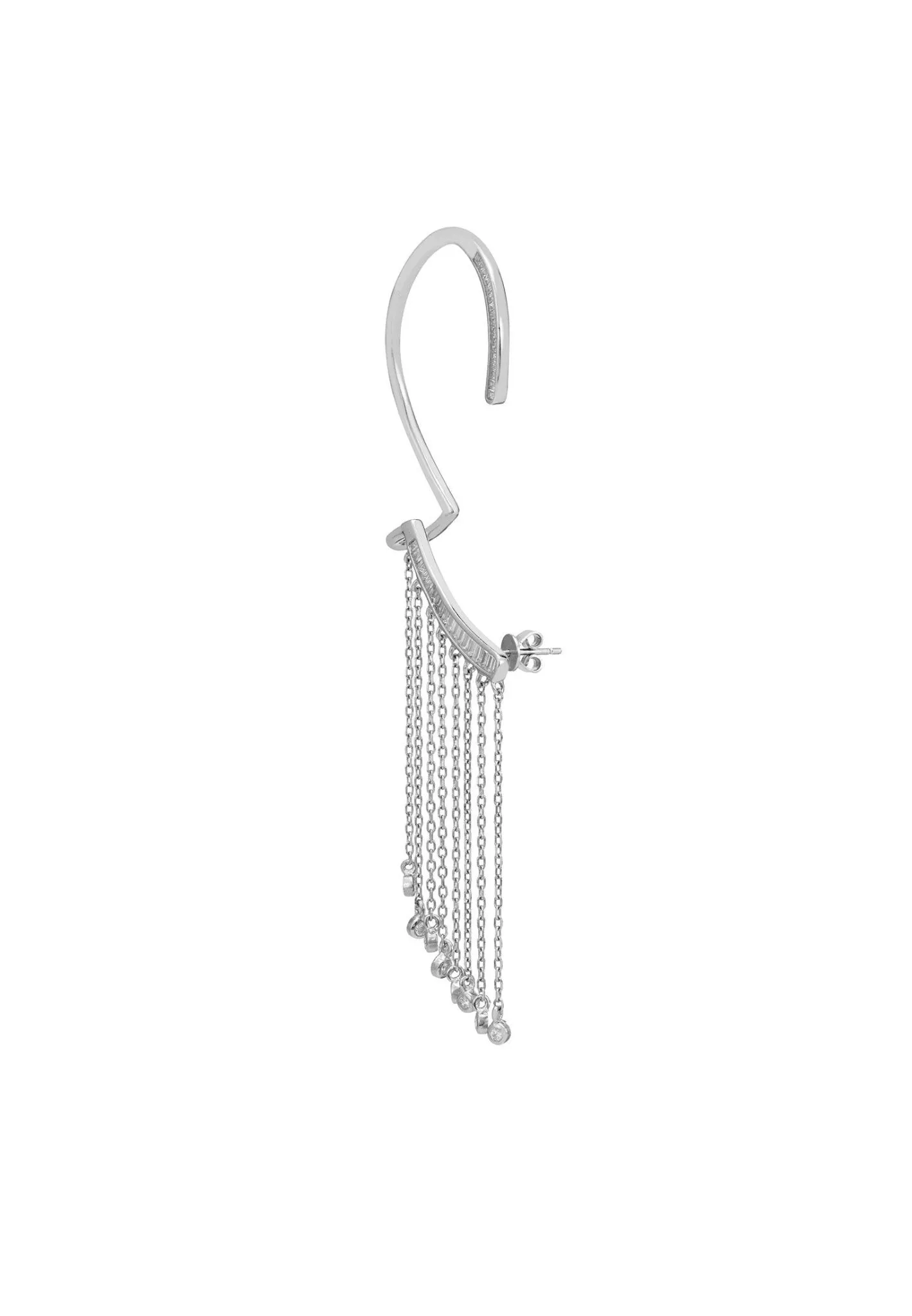 Dubai Tassel Ear Climber Left Silver