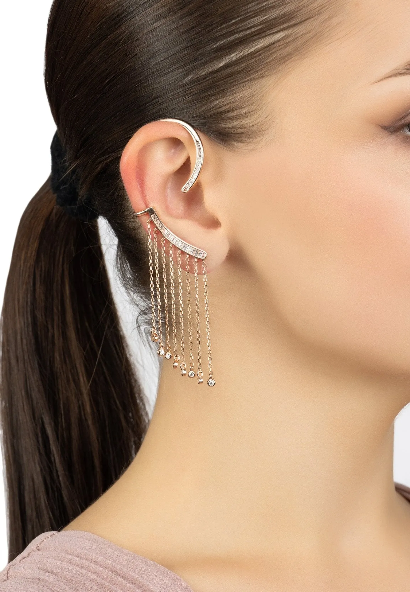 Dubai Tassel Ear Climber Right Rosegold