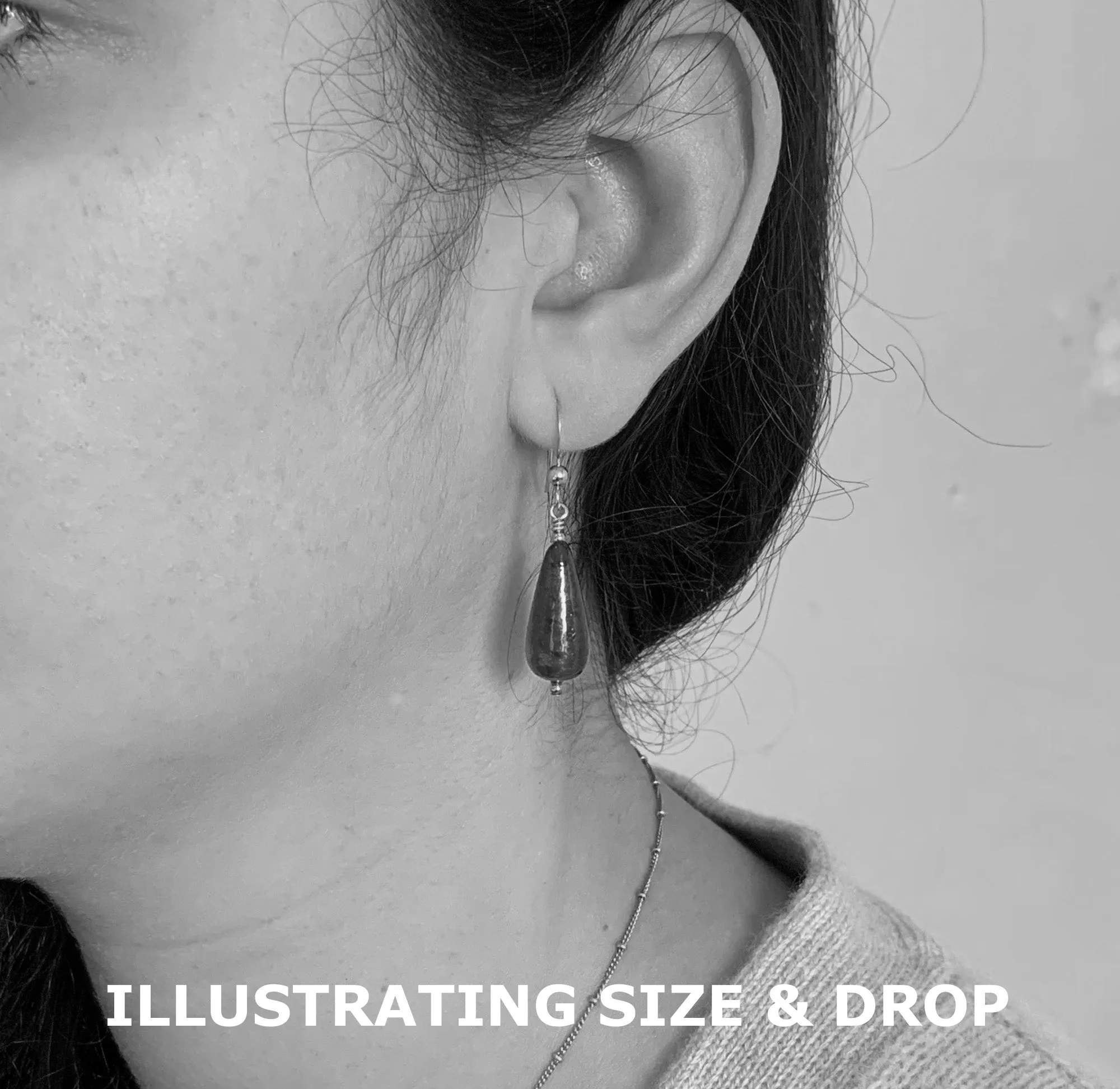 Earrings with black and aventurine over gold Murano glass short pear drops on silver or gold