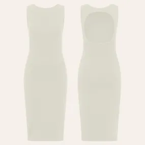 EHE Apparel Luna rib knit Dress - Off White