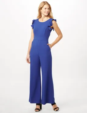 FLUTTER SLEEVE SCUBA CREPE JUMPSUIT