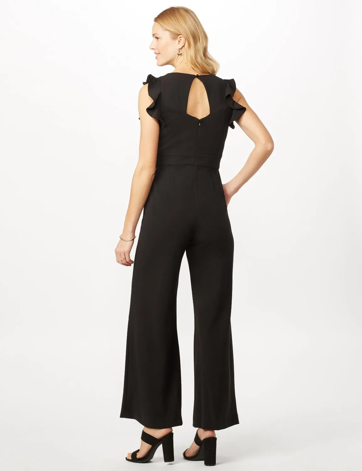 FLUTTER SLEEVE SCUBA CREPE JUMPSUIT
