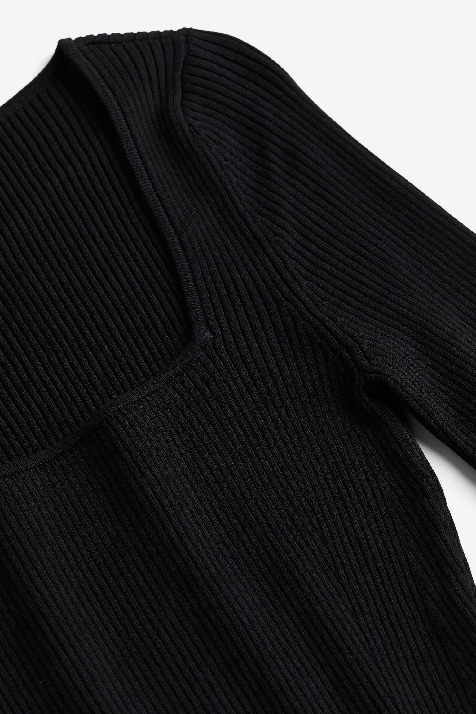 H&M Square-neck Rib-knit long sleeve, black
