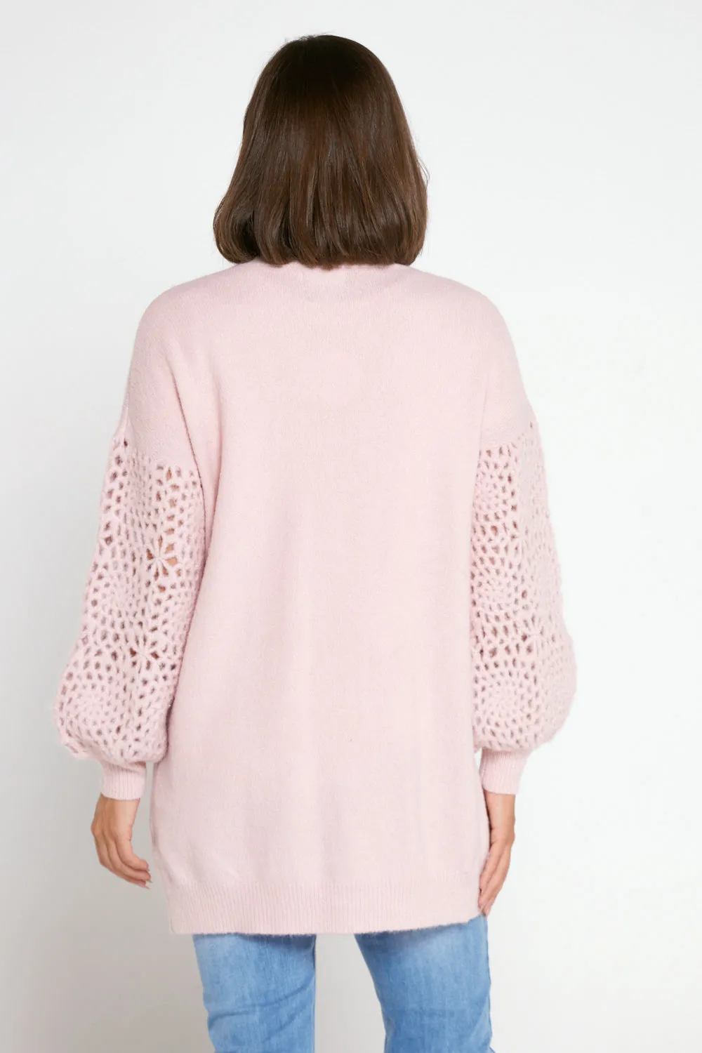 Hayley Wool Blend Knit Cardi - Pink