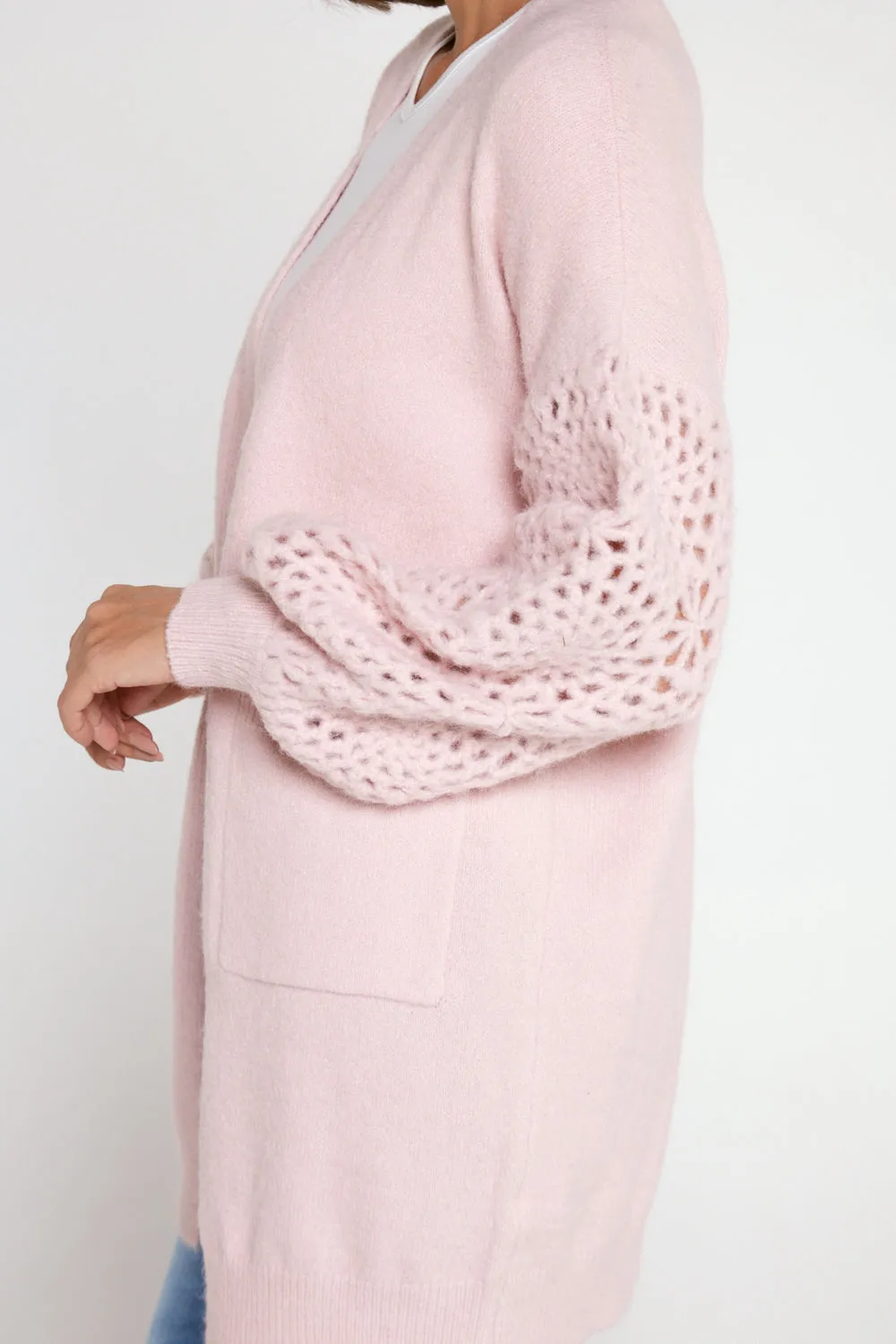 Hayley Wool Blend Knit Cardi - Pink
