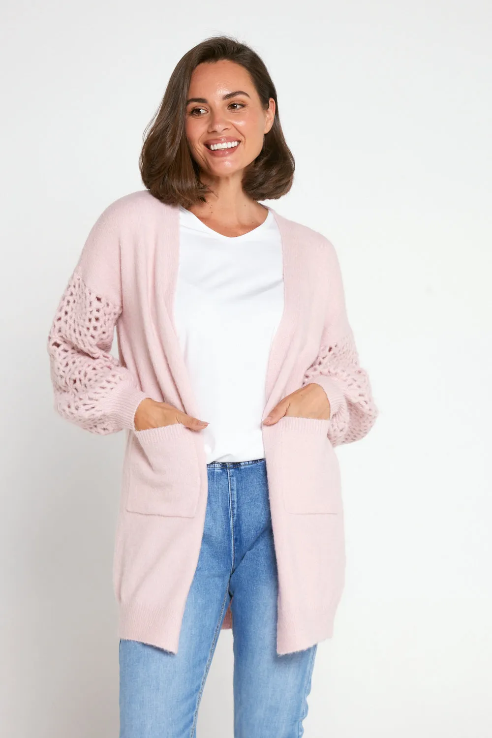 Hayley Wool Blend Knit Cardi - Pink