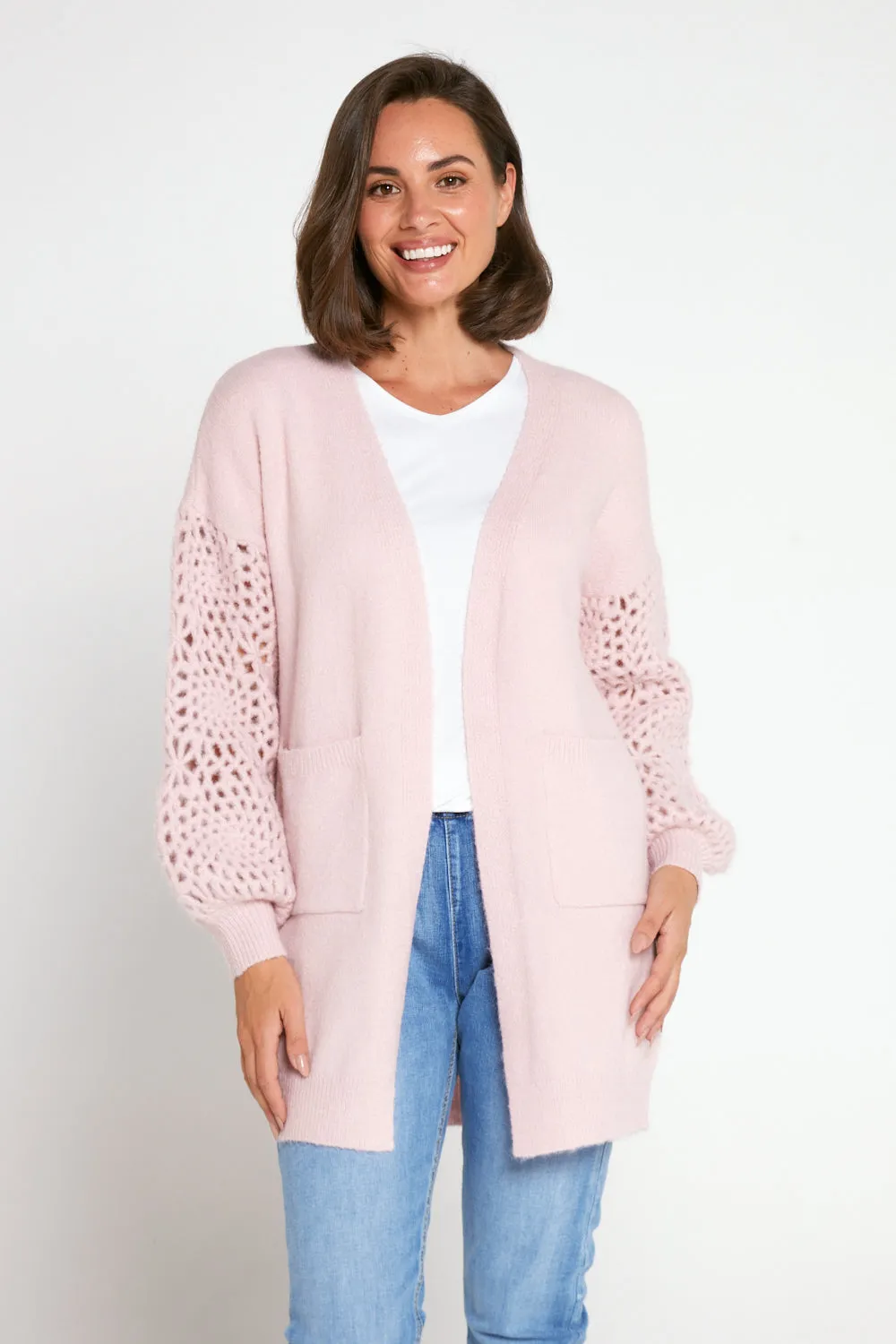 Hayley Wool Blend Knit Cardi - Pink