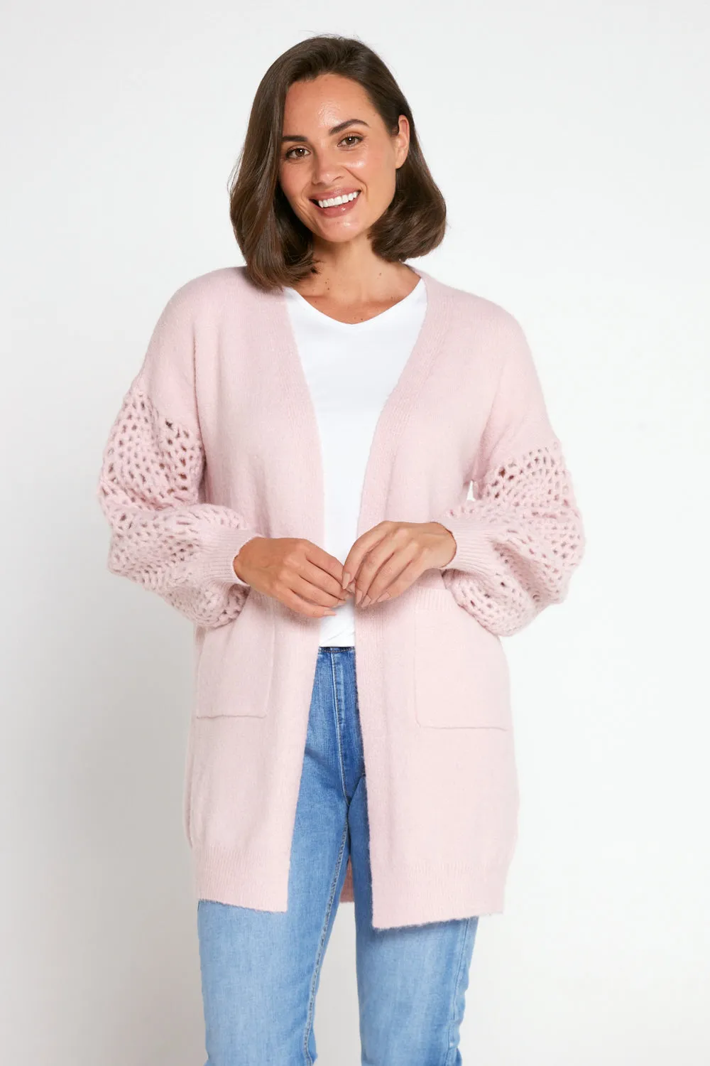 Hayley Wool Blend Knit Cardi - Pink