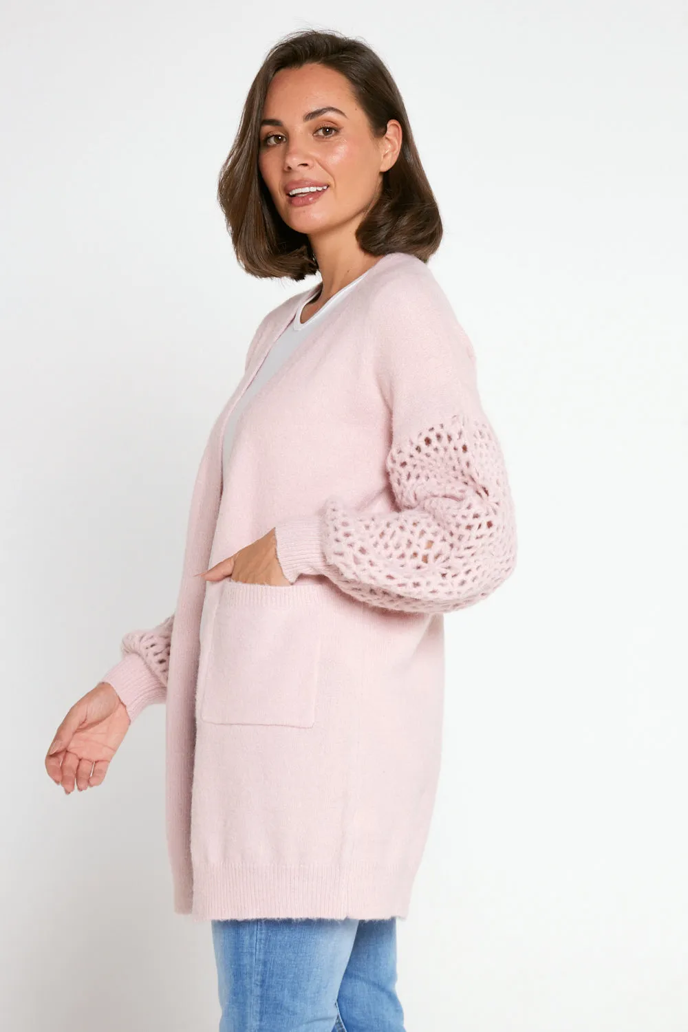 Hayley Wool Blend Knit Cardi - Pink