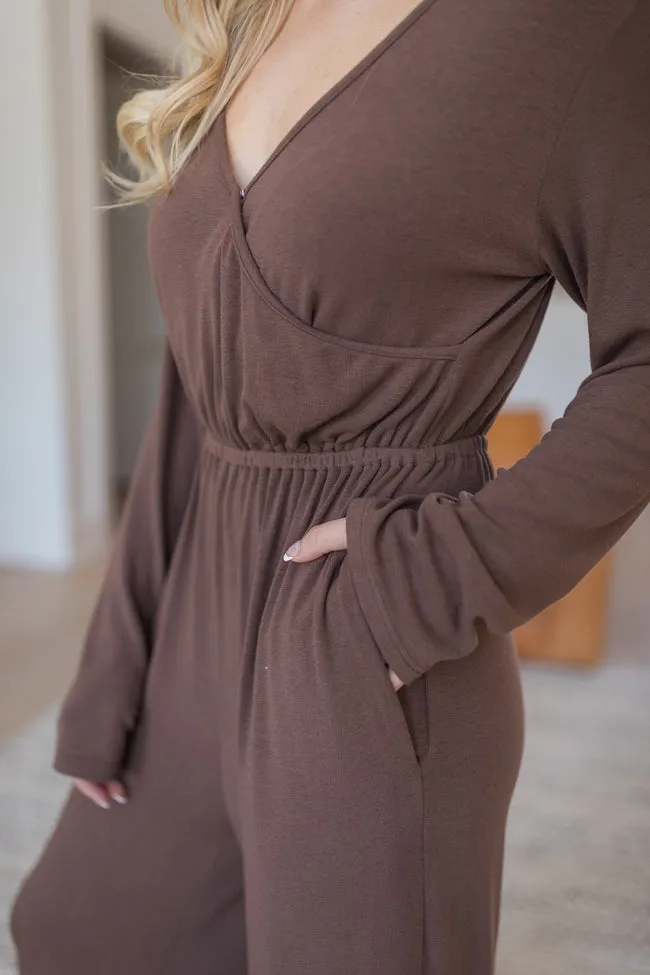 Heart To Heart Brown V-Neck Jumpsuit FINAL SALE