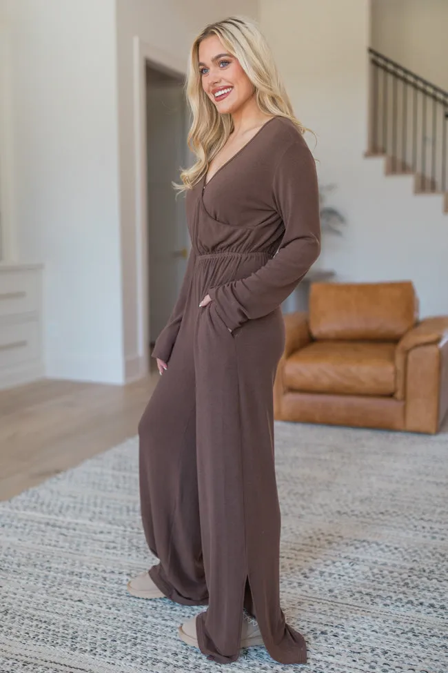 Heart To Heart Brown V-Neck Jumpsuit FINAL SALE