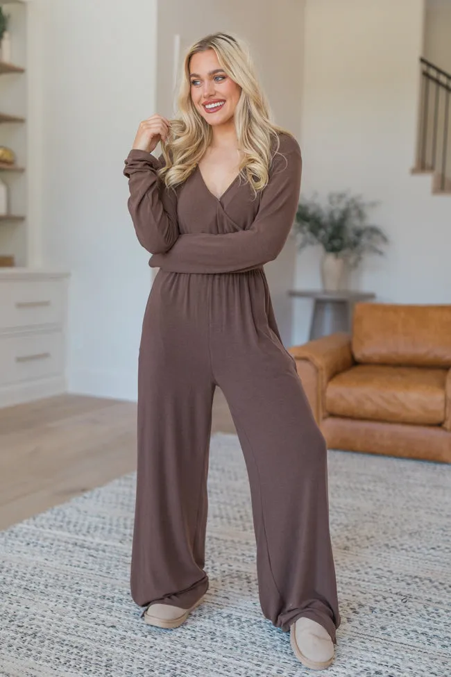 Heart To Heart Brown V-Neck Jumpsuit FINAL SALE