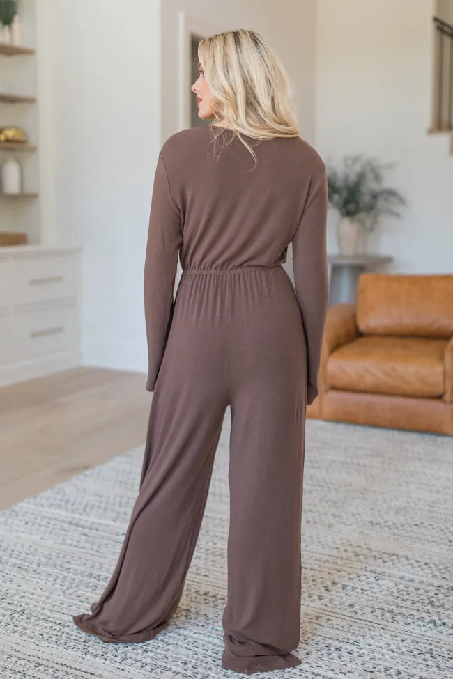 Heart To Heart Brown V-Neck Jumpsuit FINAL SALE