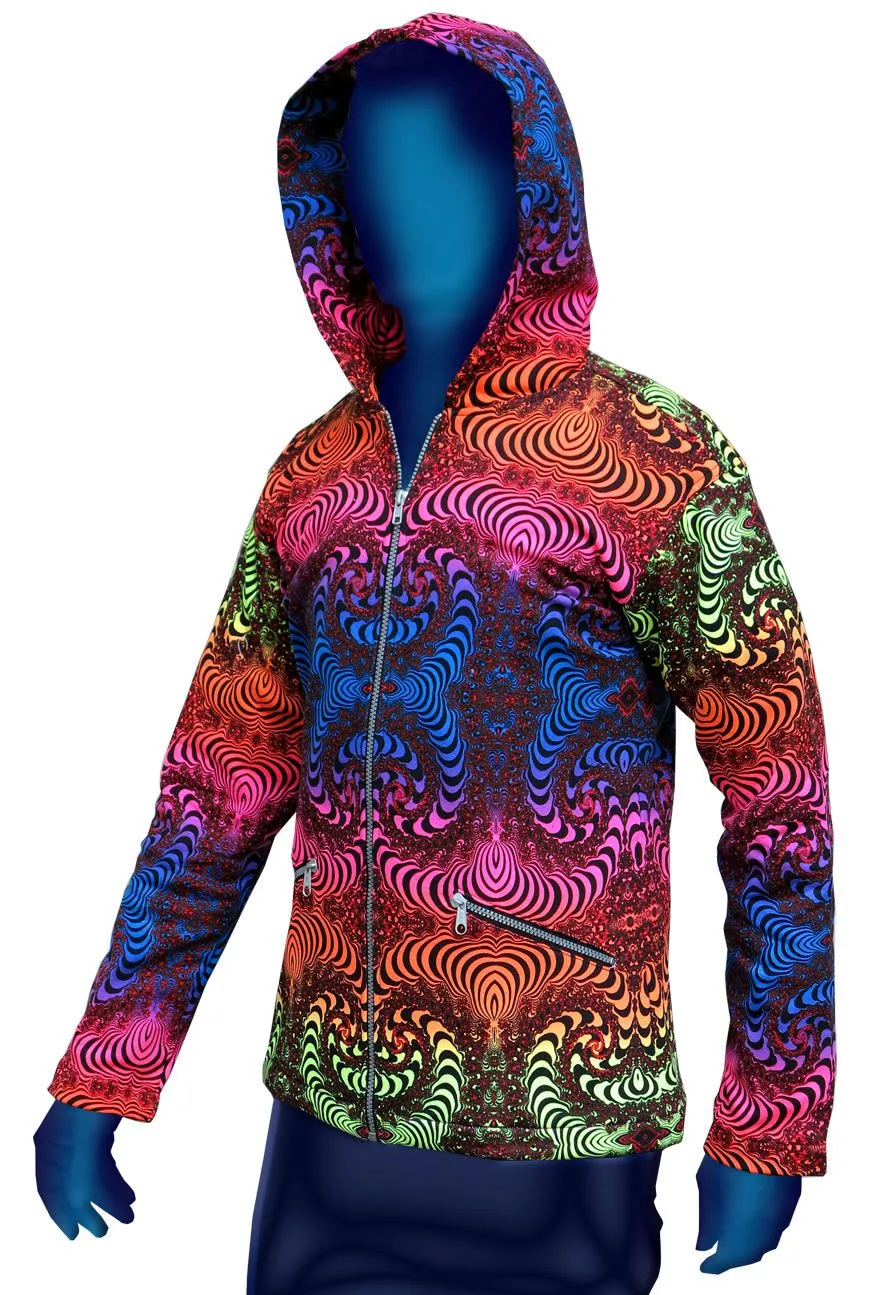 Hooded Zip Jacket : Rainbow Fractal