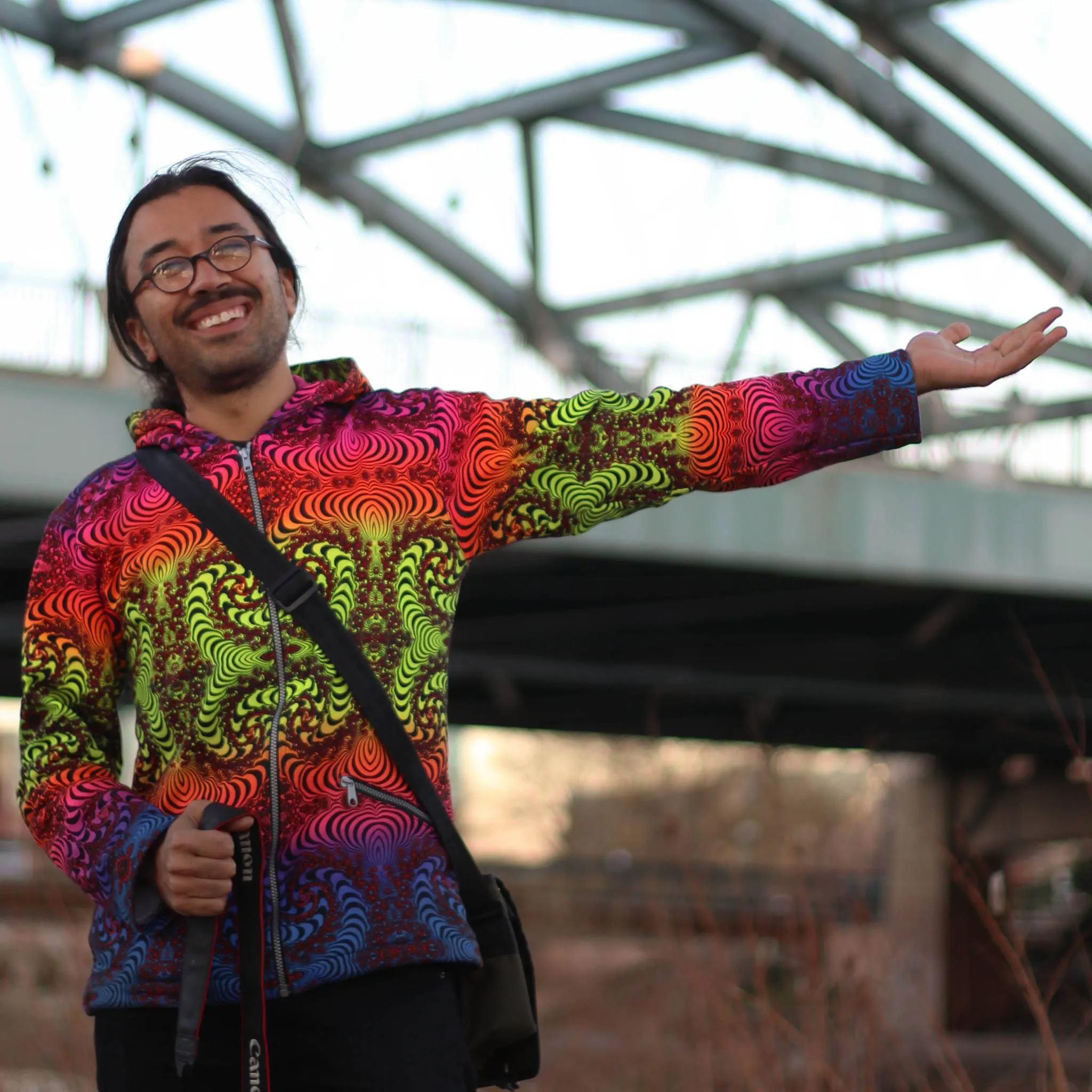 Hooded Zip Jacket : Rainbow Fractal