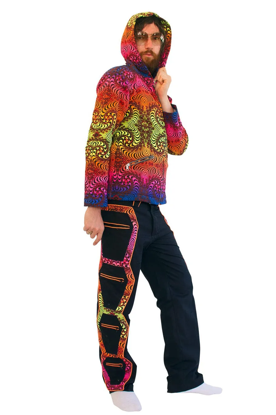 Hooded Zip Jacket : Rainbow Fractal
