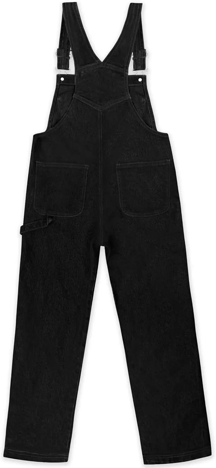 Hybrid & Company Womens Casual Destructed Adjustable Denim Jumpsuit Stretch Overalls Jeans Pants