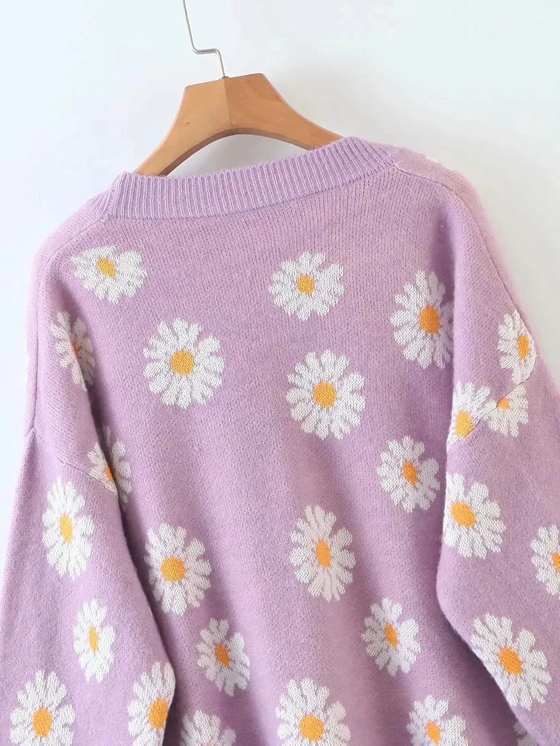 Hyipels Women's Long Sleeve Cardigan Sweater,Cute Y2K Top Knit Colorful Patterned V Neck Button Outwear S~XL