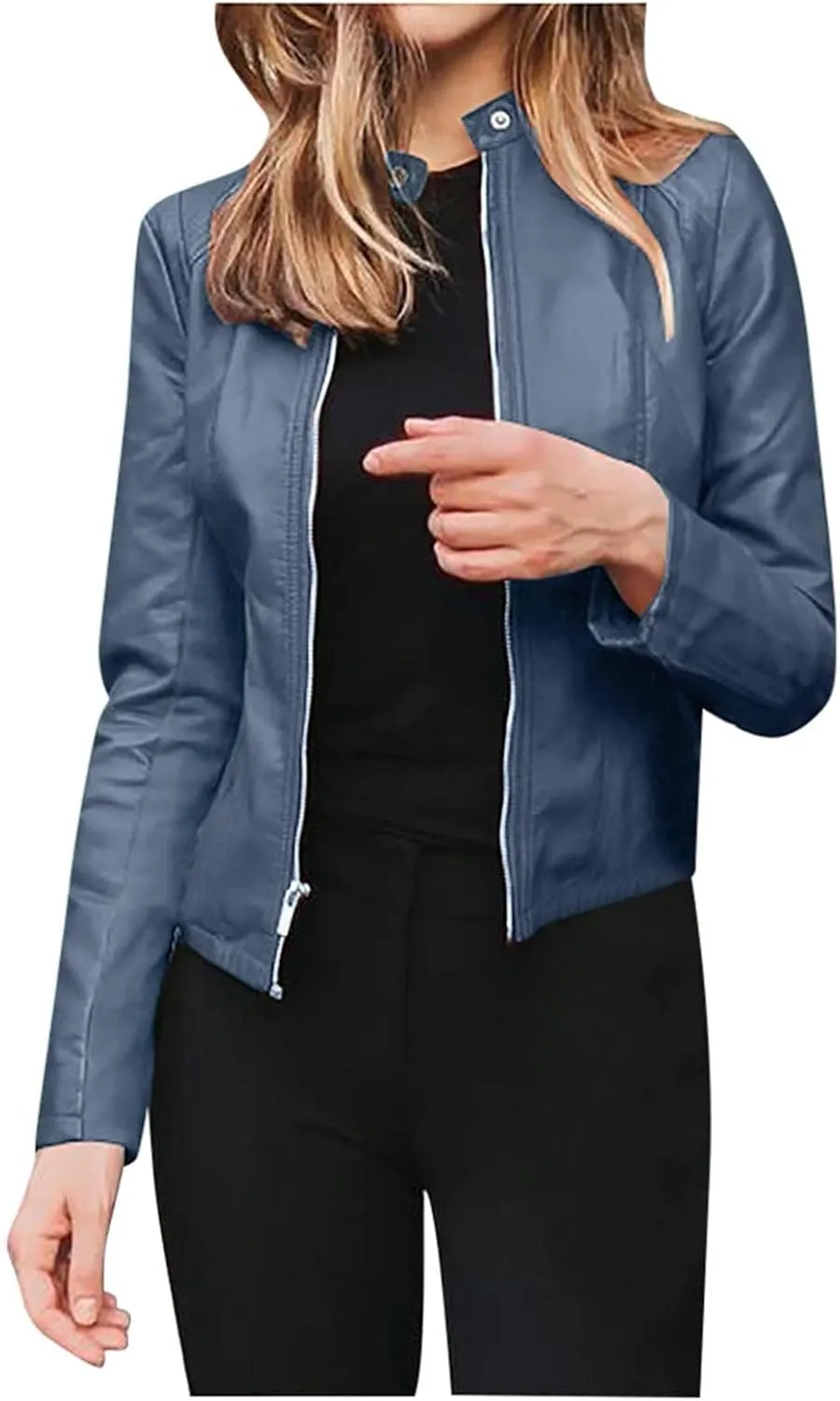 LCMTWX Winter Coats Solid Full Zip Snap Stand Collar Long Sleeve Cardigan Slim Jacket Coat for Vacation Daily Coats For