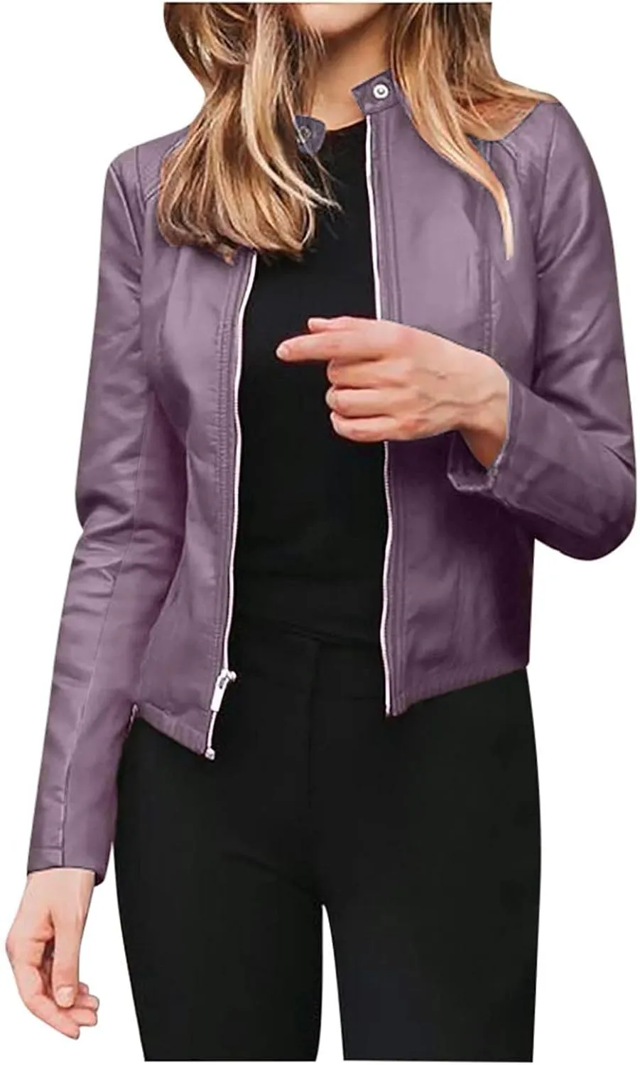 LCMTWX Winter Coats Solid Full Zip Snap Stand Collar Long Sleeve Cardigan Slim Jacket Coat for Vacation Daily Coats For