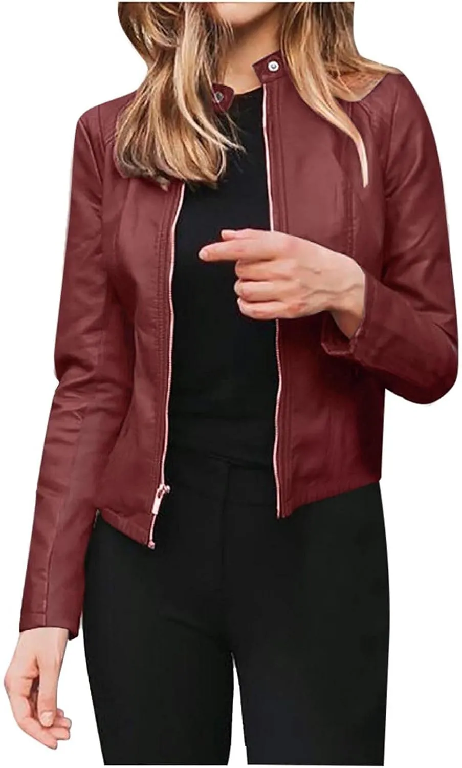 LCMTWX Winter Coats Solid Full Zip Snap Stand Collar Long Sleeve Cardigan Slim Jacket Coat for Vacation Daily Coats For