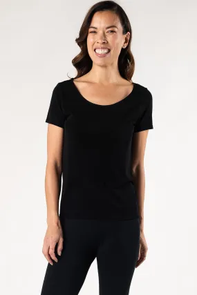 Lia Seamless Bamboo Short Sleeve Tee - Black