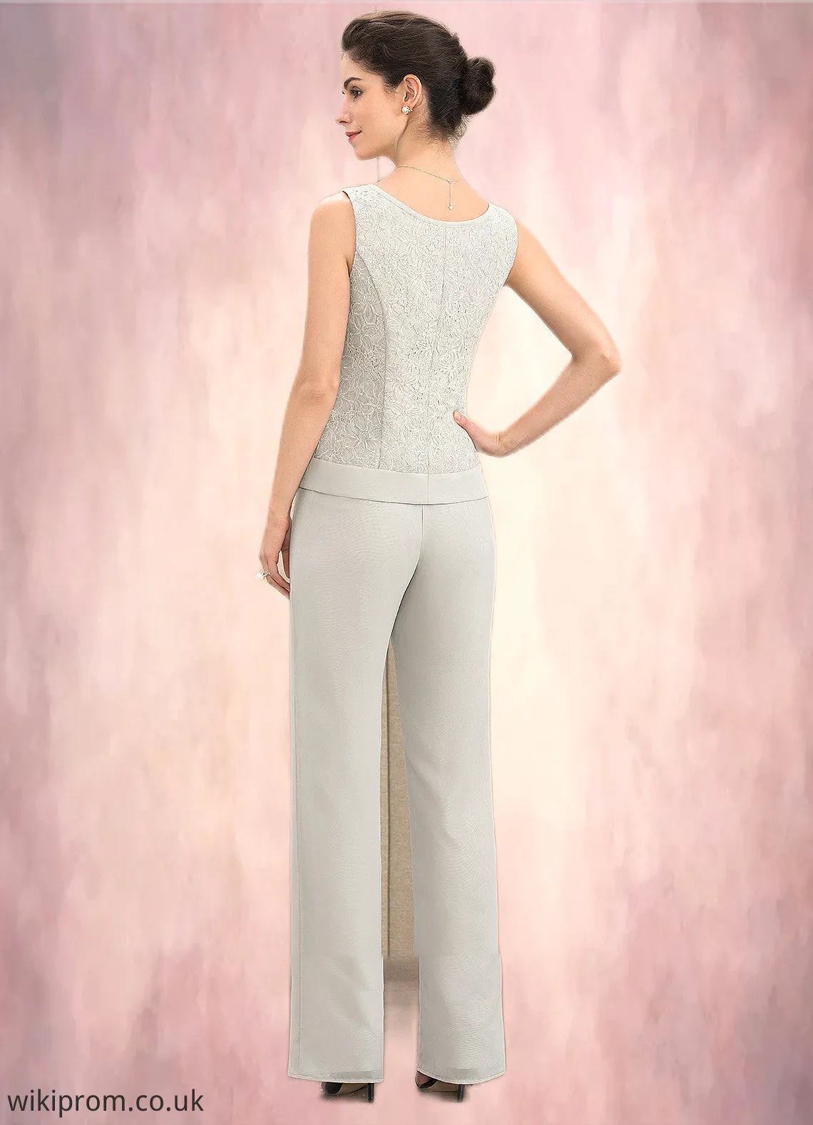 Lilia Jumpsuit/Pantsuit Scoop Neck Floor-Length Chiffon Lace Mother of the Bride Dress SWK126P0014632