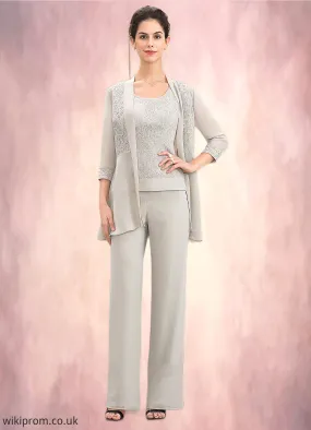 Lilia Jumpsuit/Pantsuit Scoop Neck Floor-Length Chiffon Lace Mother of the Bride Dress SWK126P0014632