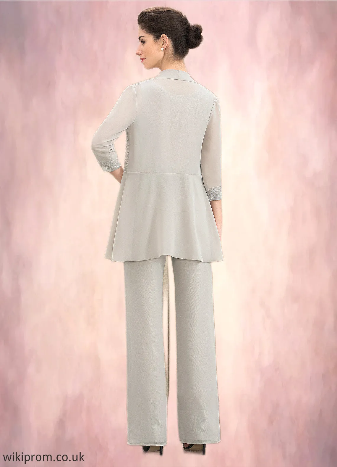 Lilia Jumpsuit/Pantsuit Scoop Neck Floor-Length Chiffon Lace Mother of the Bride Dress SWK126P0014632