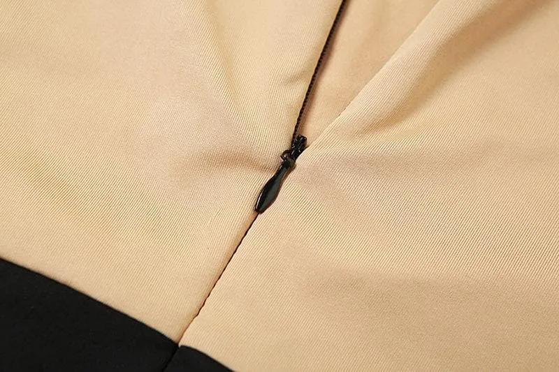 Long sleeve crewneck lace up zip-up stitch jumpsuit
