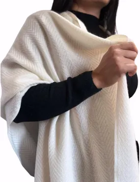 Luxury Soft Nepali Unisex Pashmina Wool Shawl/Stole (Cream White)