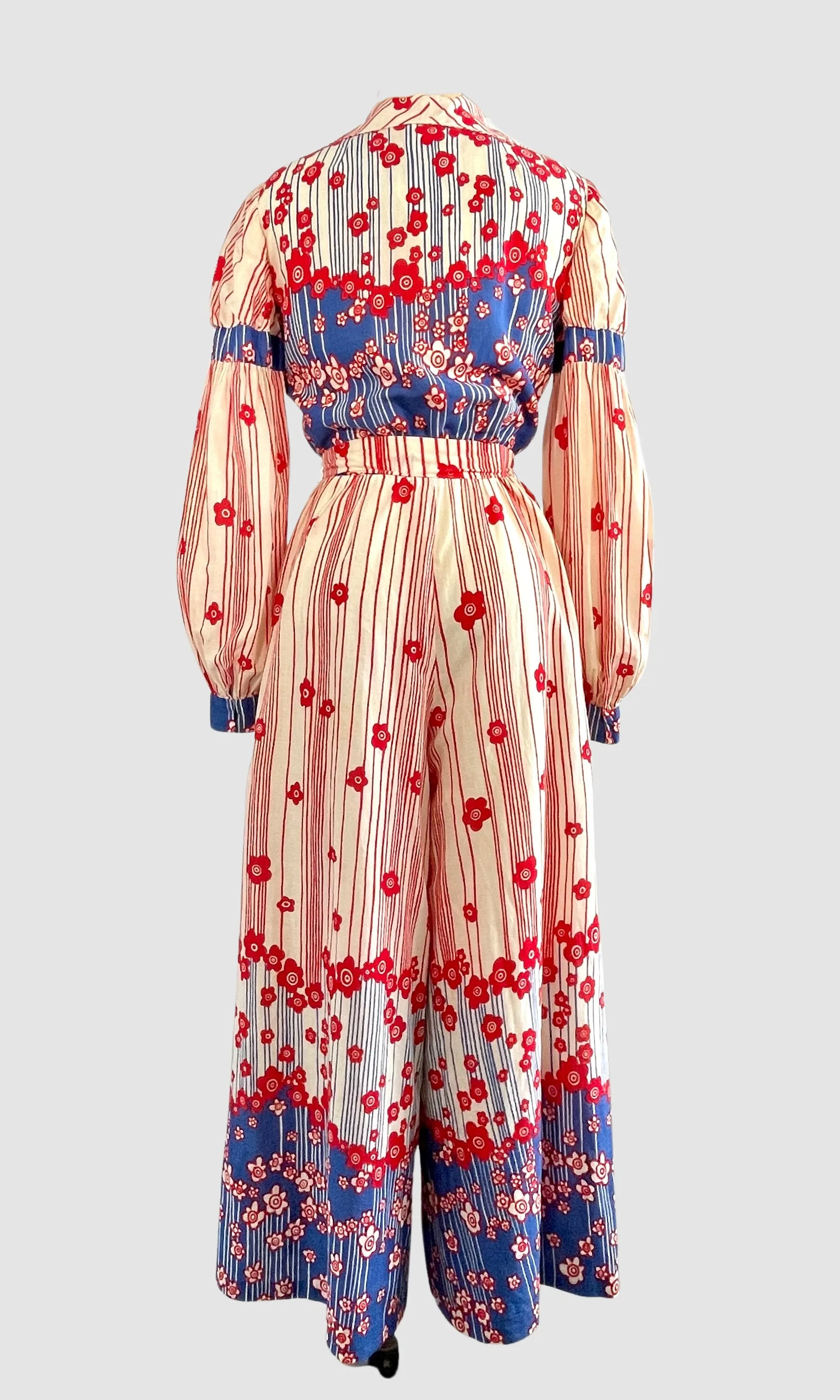 MALCOLM STARR 60s Flower Power Palazzo Pant Jumpsuit • Sm Med