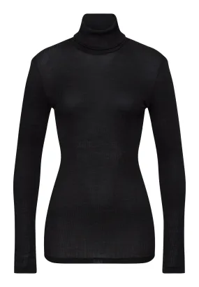 Maria Wool and Silk Fine Ribbed Turtleneck | Phantom 70901-924