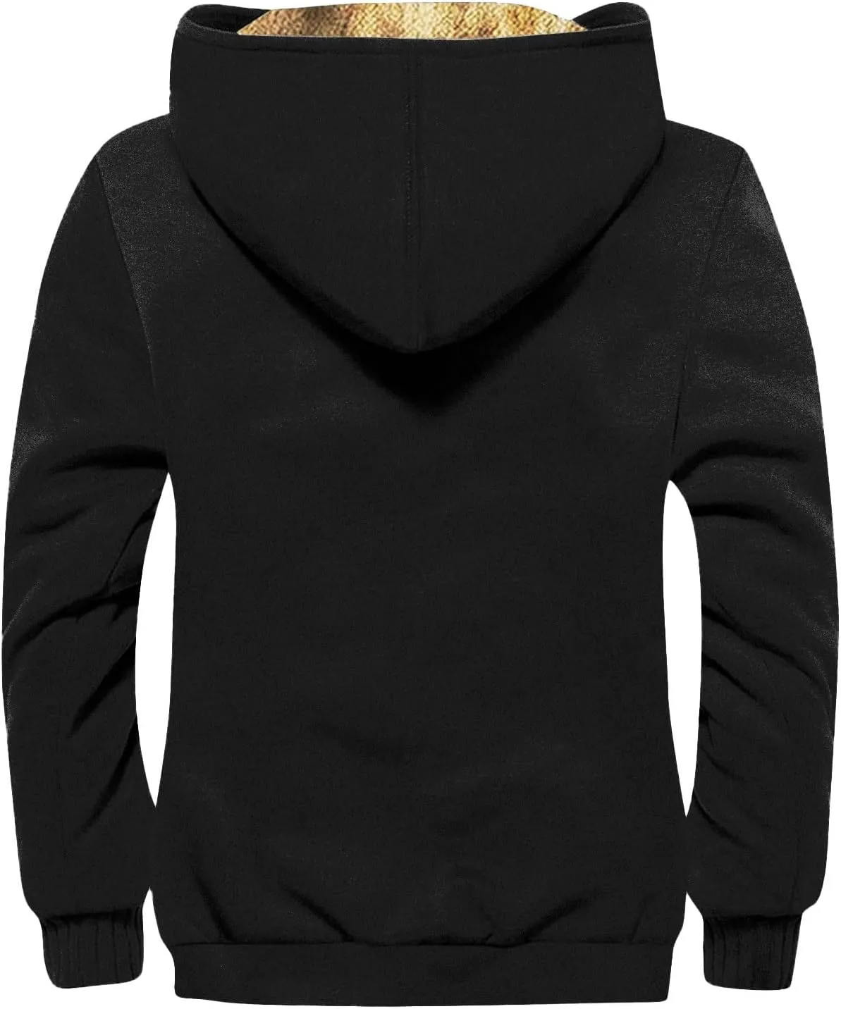 Mens Zipper Hoodies Winter Sherpa Lined Graphic Jacket Oversized Heavy Windbreaker Coat Big And Tall Windproof Outwear