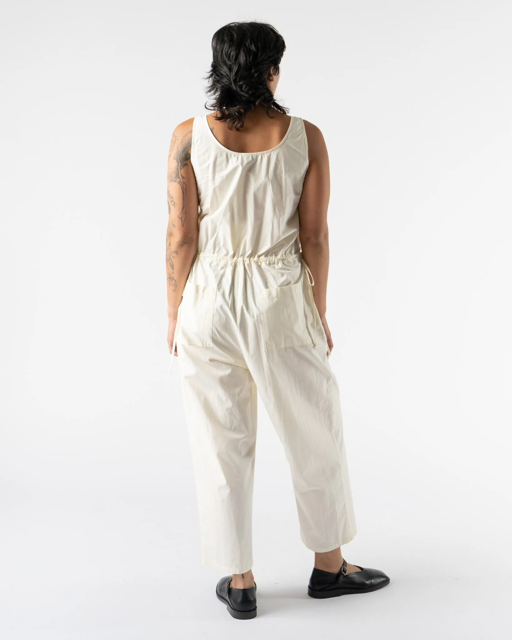 Modern Weaving Tank Side Tie Jumpsuit in Papyrus Parchment Poplin