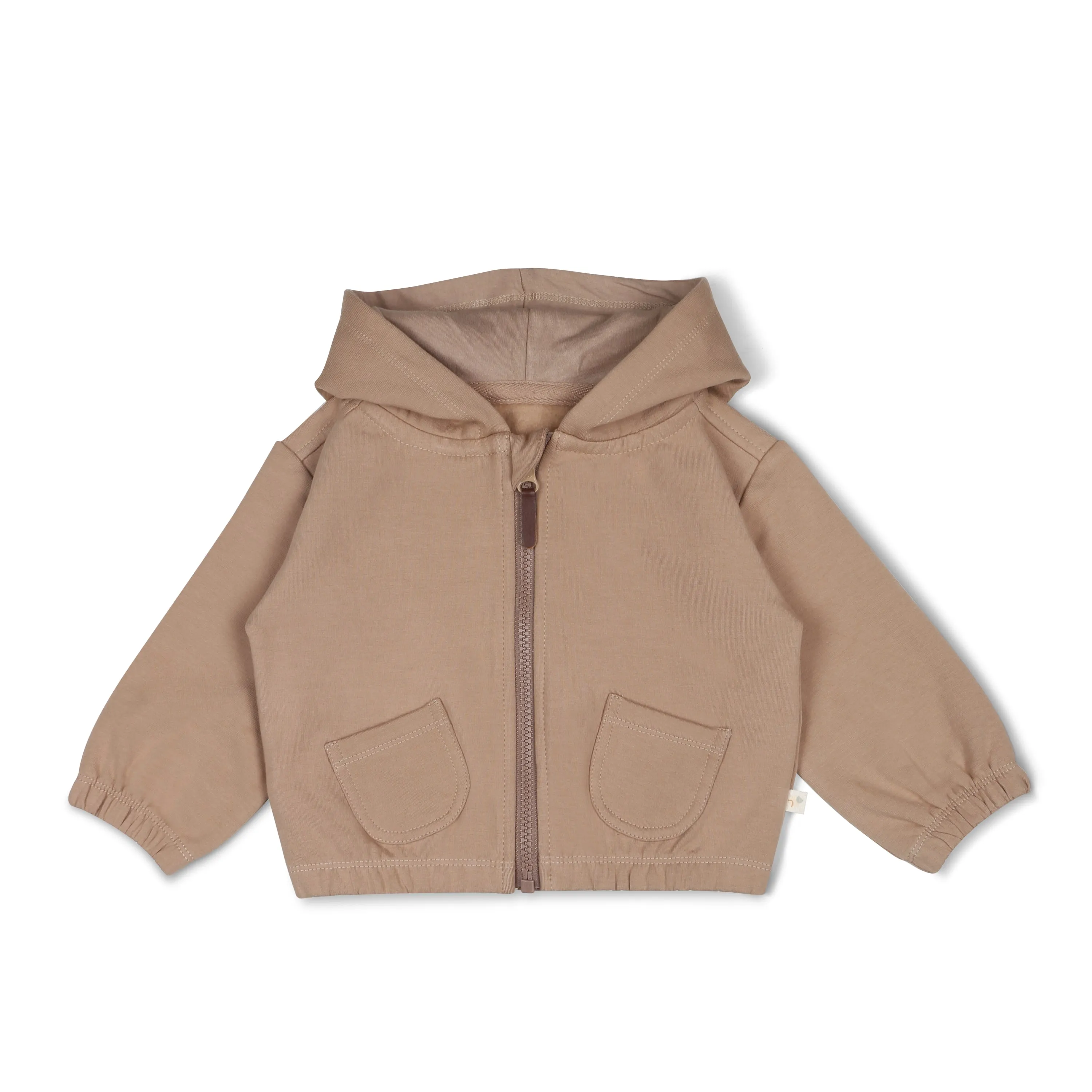 Organic Fleece Hooded Jacket - Taupe