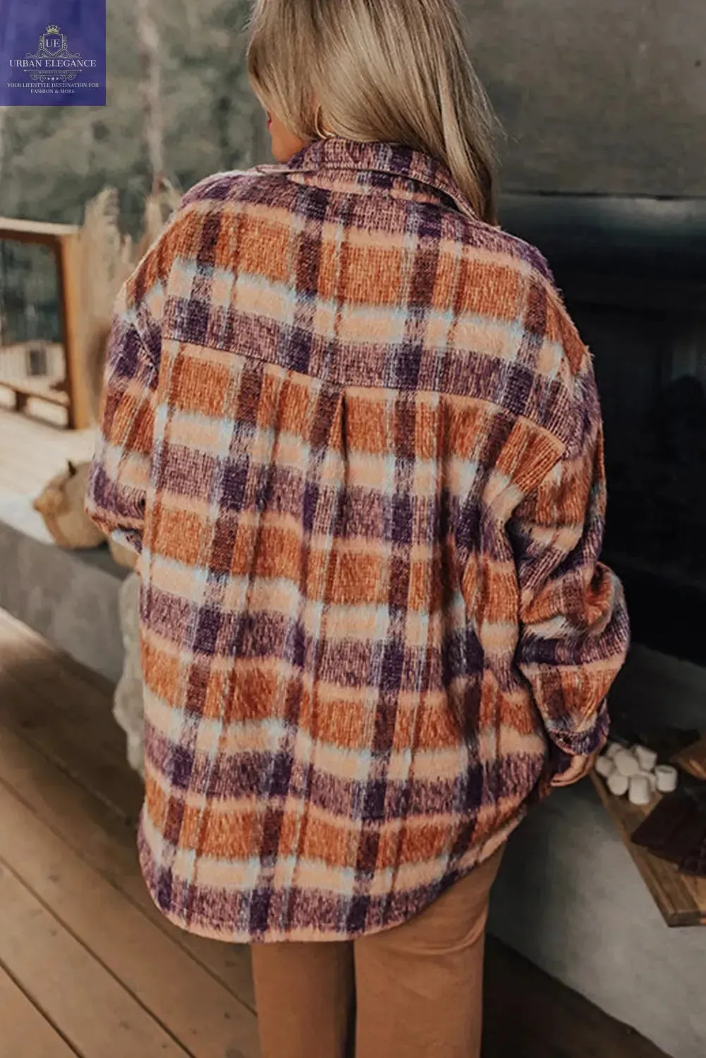 Plaid Print Plus Size Jacket