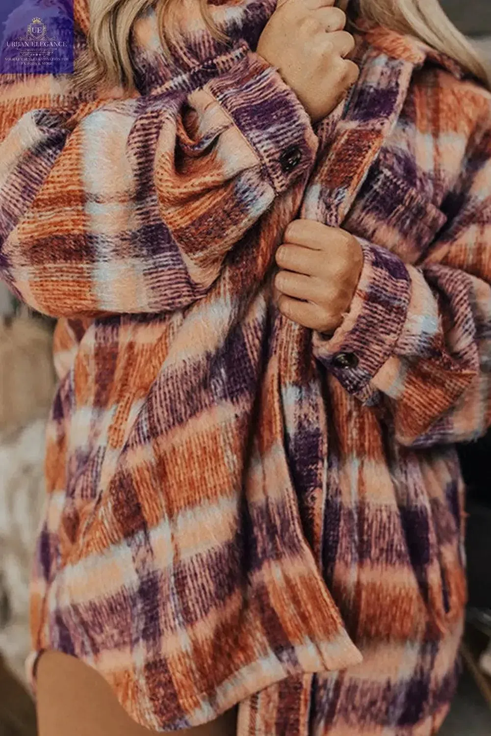 Plaid Print Plus Size Jacket