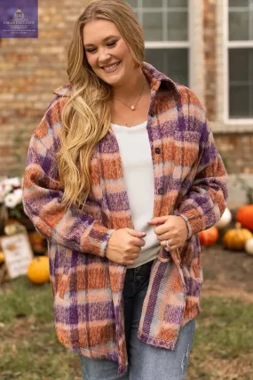 Plaid Print Plus Size Jacket